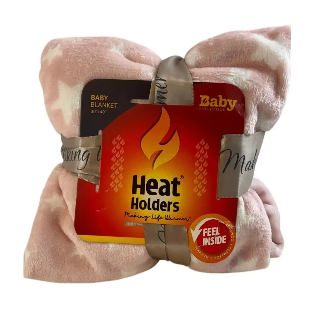 Heat Holders PINK Baby Blanket Thermal Fleece‎ Infant Swaddle Receiving Blanket